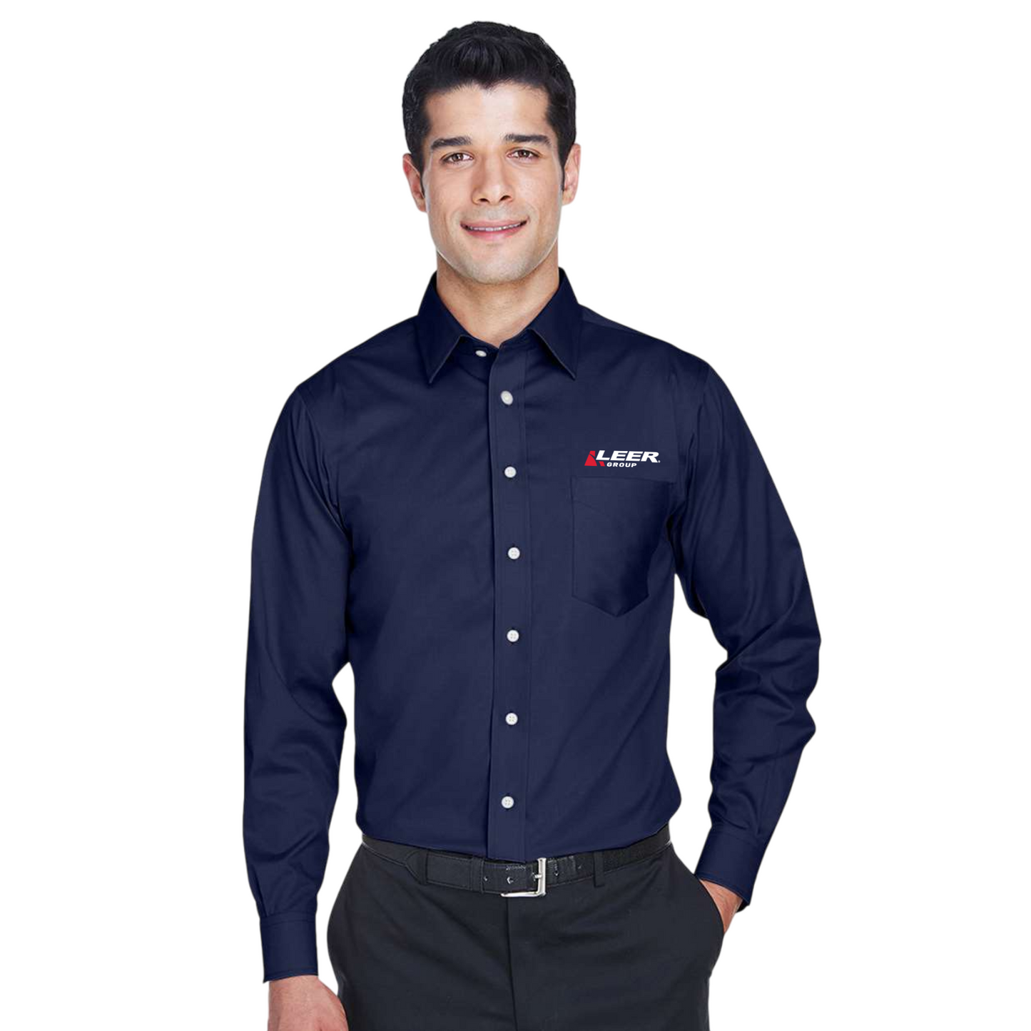 Men's Crown Collection® Solid Stretch Twill Woven Dress Shirt - DG530-Leer Group