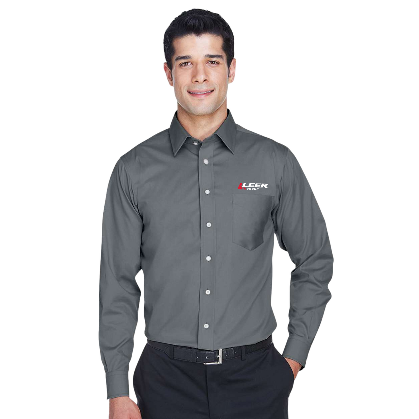 Men's Crown Collection® Solid Stretch Twill Woven Dress Shirt - DG530-Leer Group