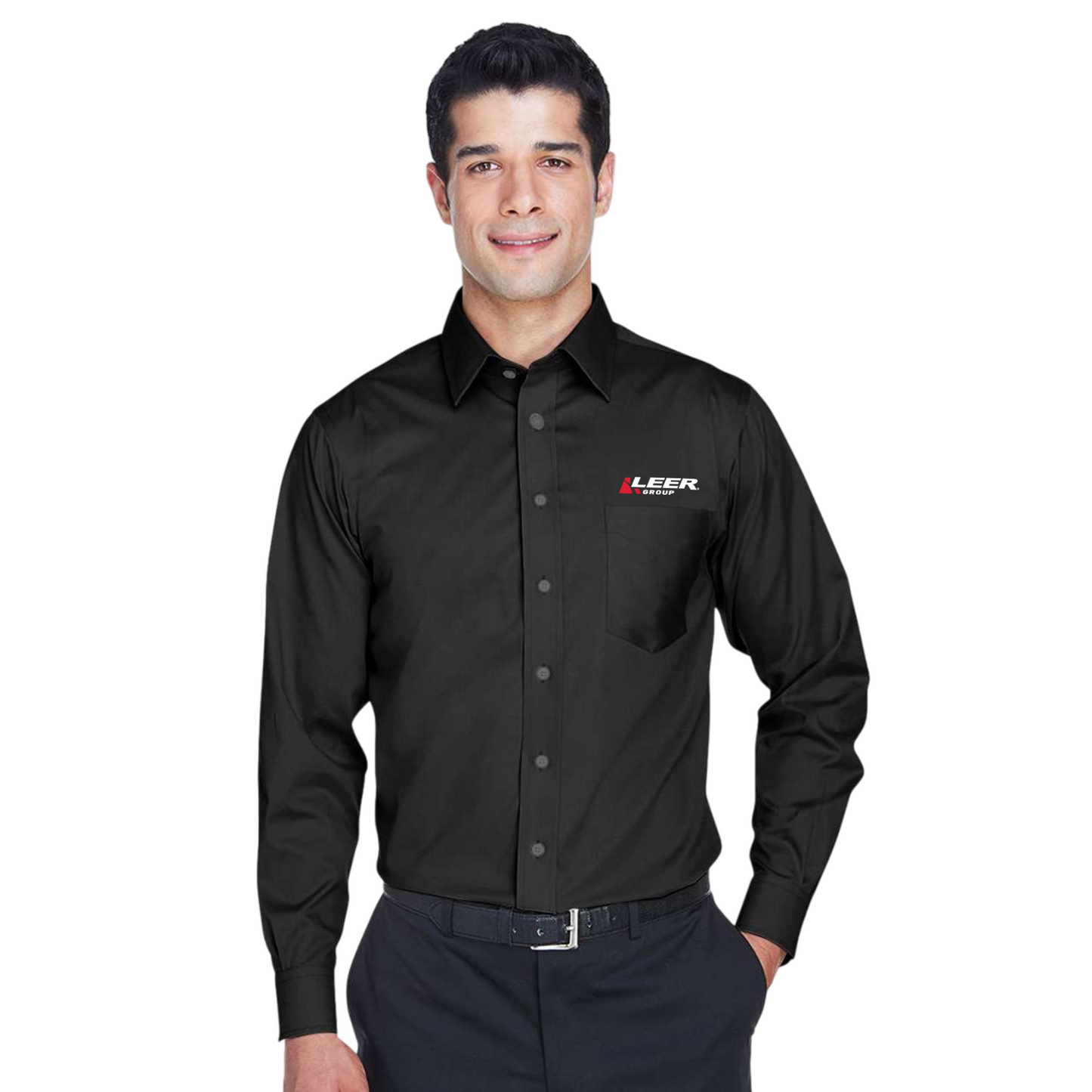Men's Crown Collection® Solid Stretch Twill Woven Dress Shirt - DG530-Leer Group