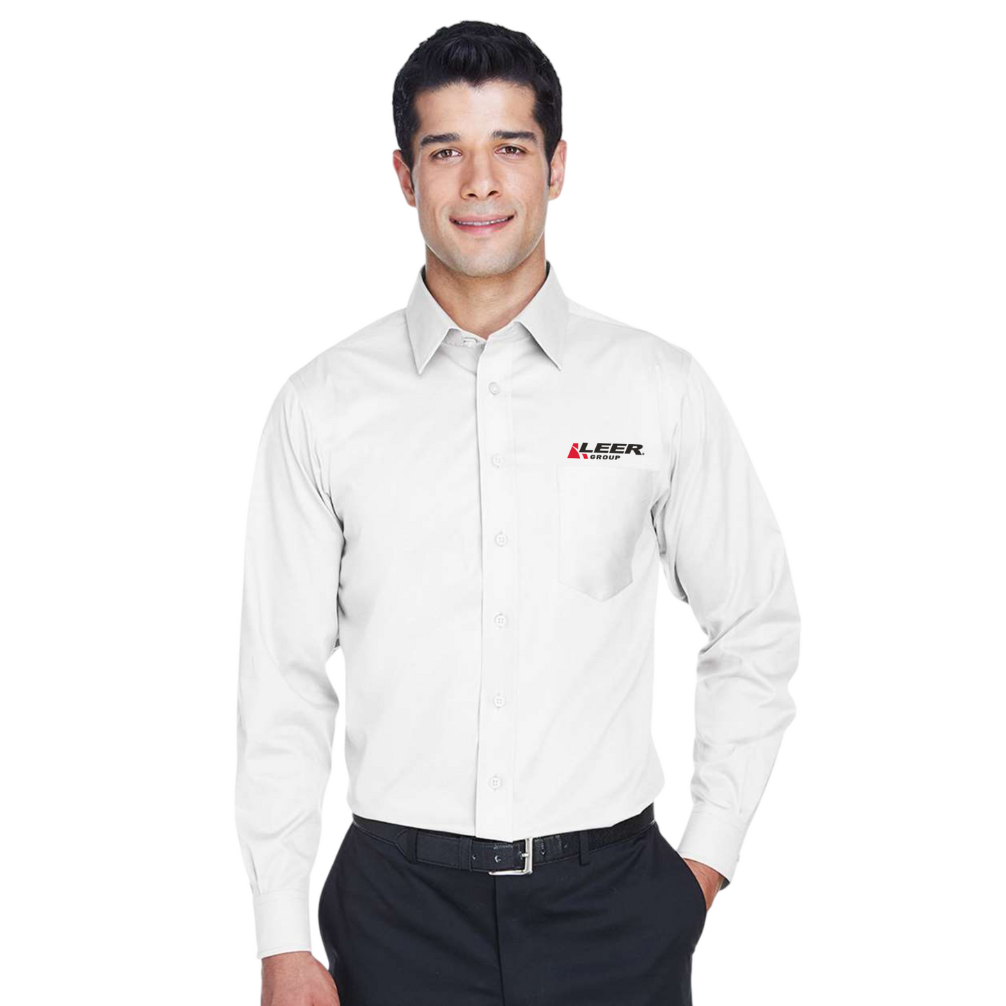 Men's Crown Collection® Solid Stretch Twill Woven Dress Shirt - DG530-Leer Group